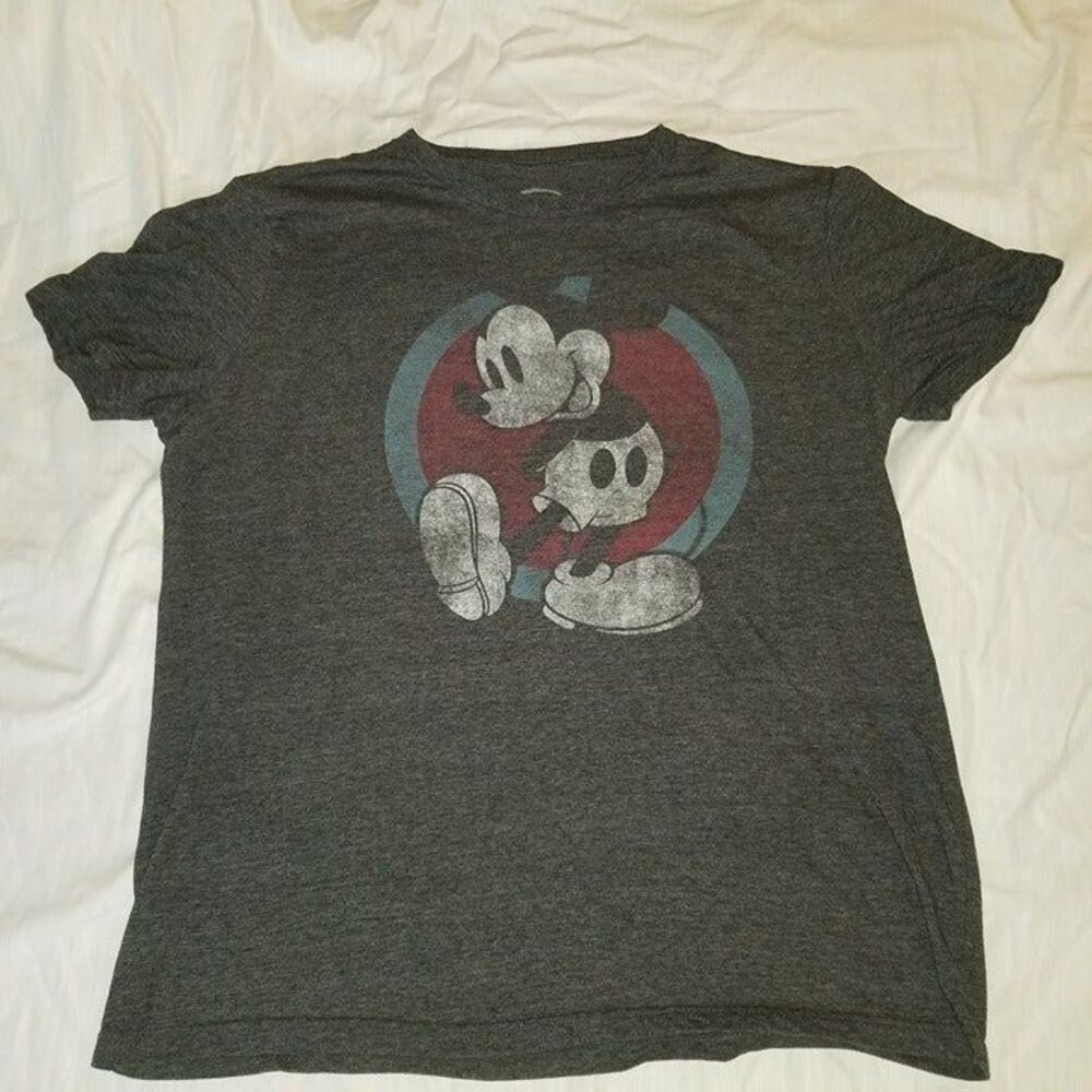 Womens 2XL Disney T-Shirt Mickey Mouse Mad Engine Inc Gray Graphic Tee Top Shirt